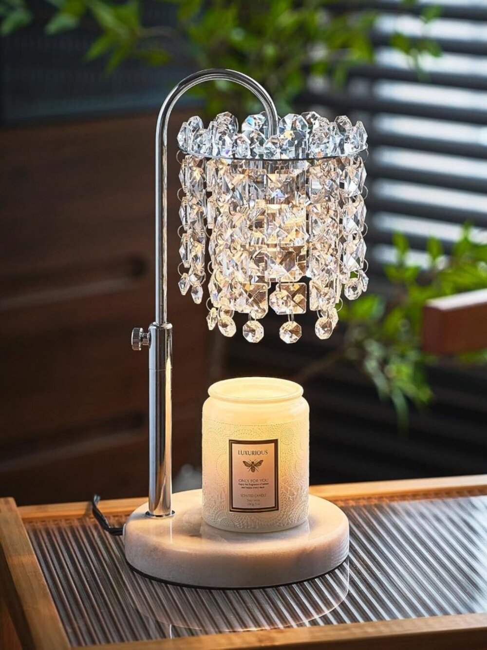 Adjustable Candle Warmer Lamp with Timer & Dimmer, Marble Base, Perfect Gift for